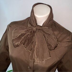 v i n t a g e :: Draped Neck Tie Buttoned Secretary Blouse ILGWU